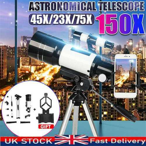 Pro Astronomical Telescope Refractor W/Tripod Zoom HD Outdoor Monocular Moon UK