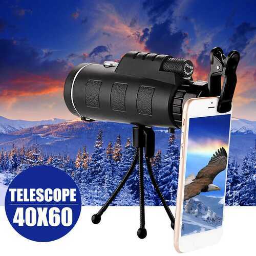 40X60 Zoom Monocular Telescope HD Optical Lens + Tripod Clip For Mobile Pho