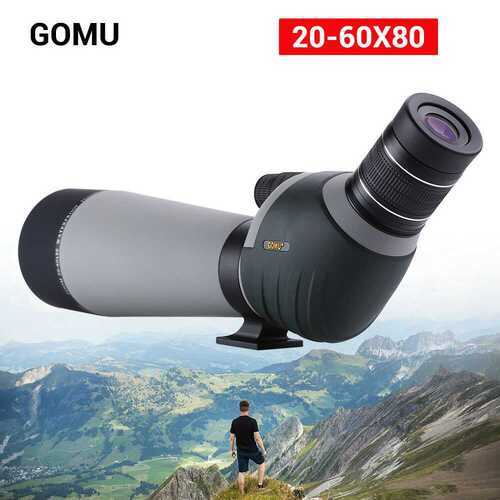 GOMU 20-60x80 Zoom Spotting Scope Bak4 Prism FMC Lens Hunting Monocular and Holder