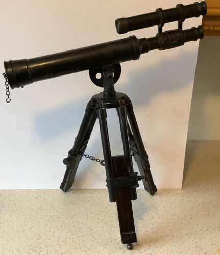 Vintage Nautical Telescope on Metal Tripod Stand - Shop Display - Reproduction?