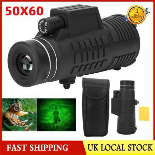 50X60 Portable Zoom Monocular Telescope HD Night Vision Outdoor Hunting Camping