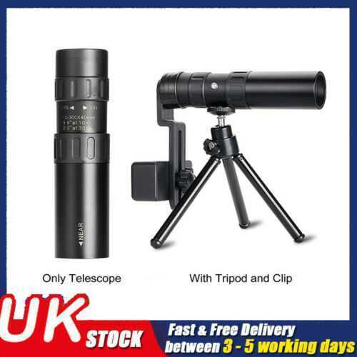 4k 10-300x40mm Super Telephoto Zoom Monocular Telescope With Tripod and Clip UK