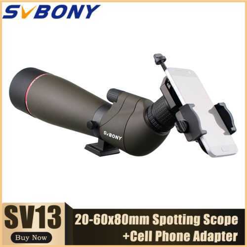 SV13 20-60x80mm Spotting Scope FMC Refractor Telescope Angled Zoom SVBONY