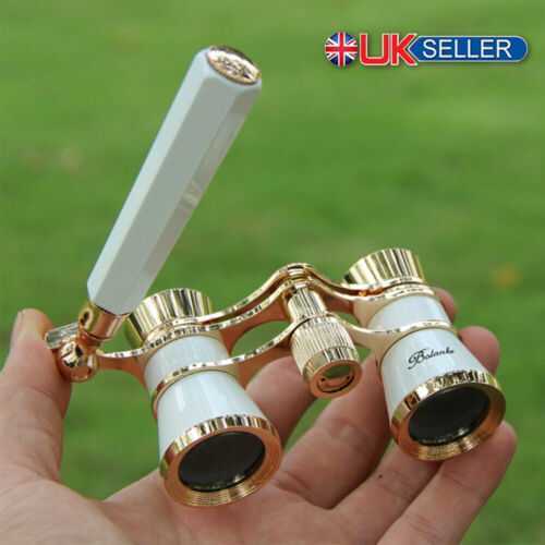 Classical 3x25 Brass Binoculars Opera Theater Glasses Coated Lens w/ Handle UK