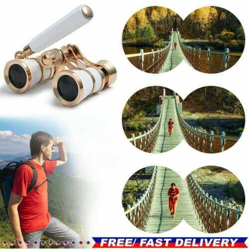 Opera Theater 3x25 Binoculars Brass Glasses Coated Optic Lens w/ Handle Portable