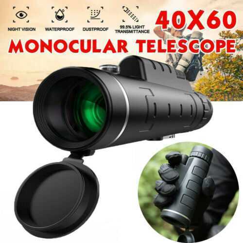 40x60 HD Zoom Tripod Monocular Telescope Professional Night Vision Phone Clip