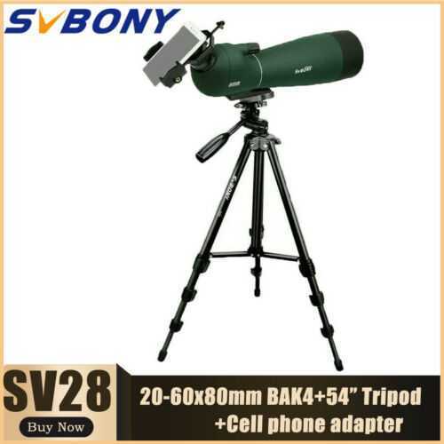 Spotting Scope SV28 20-60x80 BAK4 Prism Angled Telescope+54inch Tripod+Adapter