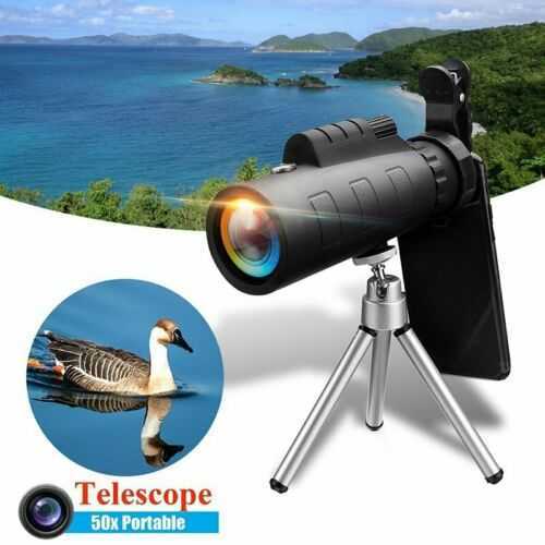 50x60 Portable HD Optical Monocular Telescope Day/Night Vision+Phone Clip+Tripod