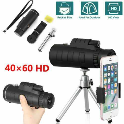 40X60 HD Optical Monocular Hunting Camping Hiking Telescope With Mini Tripod UK