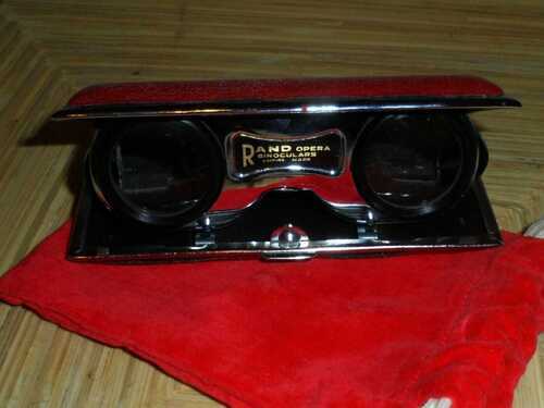 vintage Rand compact folding opera glasses binoculars with case