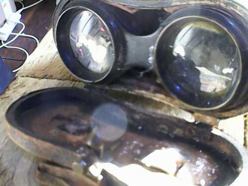 Vintage Binoculars ancient looking case look great in a display cabinet