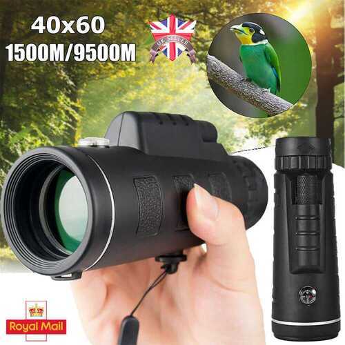 40x60 Mini HD Monocular Telescope Black Night Vision Single Focus Optic Lens UK