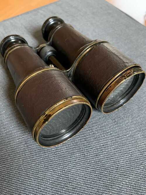 Vintage / Antique Leather / Brass Binoculars. Military ?