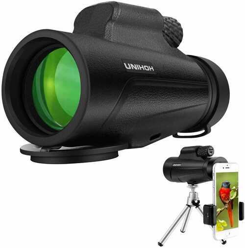 UNIHOH12X50 High Power HD Monocular Telescope with Smartphone Holder and Tripod