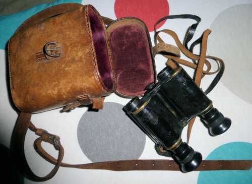 Ross of London vintage Binoculars in Leather Case, 1950s, 7554