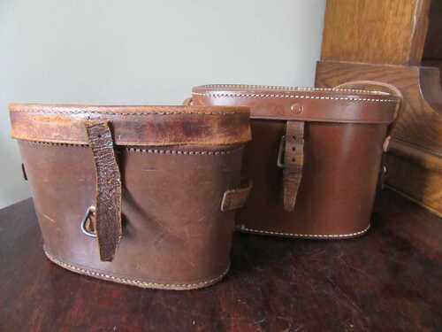 2 OLD LEATHER BINOCULAR CASES