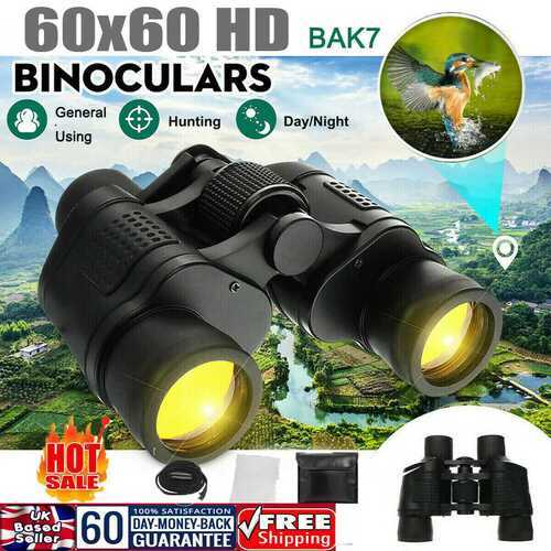 60X60 Zoom Binoculars Day/Night Vision Travel Outdoor HD Hunting Telescope Bag