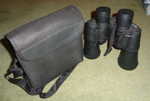 PAIR OF BINOCULARS (10x50) WITH STRAP, CAPS and CARRYING CASE