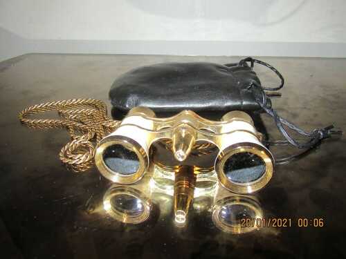 Gold and White Opera Glasses with Chain and Reading Light