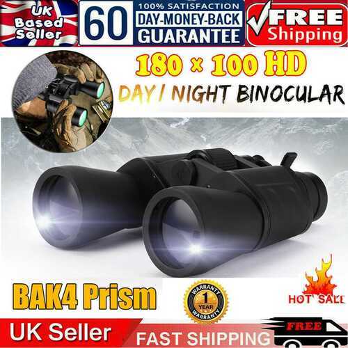 180x100 High Power Military Binoculars Day/Night BAK4 Optics Hunting Camping+Bag