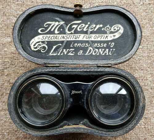 Antique M. Geier binoculars with original case - Linz, Austria