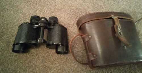 FRENCH Vintage 40S 50S MILITARY Clement Paris Binoculars  8x32  LEATHER CASE