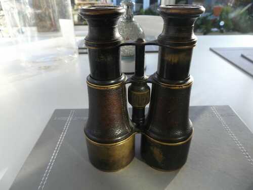 ANTIQUE BRASS and LEATHER ROSS LONDON BINOCULARS UNITED SERVICE