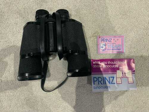 Vintage Prinz 10x50 Large Binoculars and case Coated Optics Field 5.3