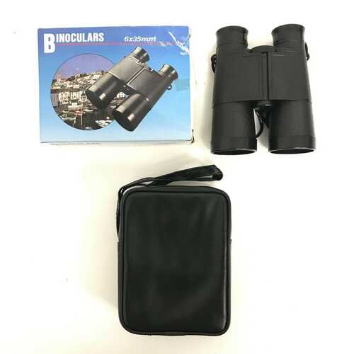 Compact Folding Black 6x35mm General Purpose Binoculars With Case in Box 401150