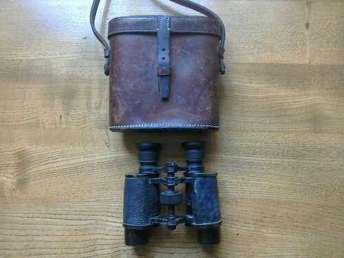 Antique/Vintage Kram 8x binoculars sold by J Lizars with leather case.