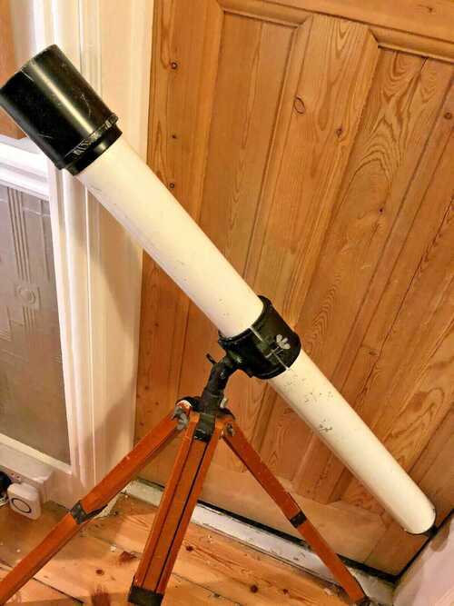 Vintage 1960s Child's Telescope 1m Long, Tripod Stand 77cm High, Collectible