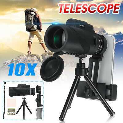 BAK4 10X Ultra HD Zoom Tripod Monocular Telescope Day Night Vision Camping Clip/