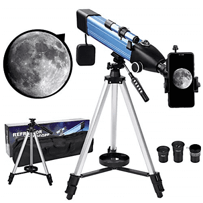 Telescope for Adults Kids Beginners,60mm Aperture Portable Professional with 3X