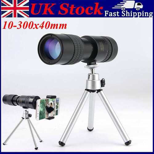 Portable 10-300X40mm HD Telephoto Zoom Monocular Telescope Outdoor Sports Hiking