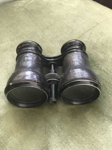 Vintage Binoculars and Leather Case for Restoration - Opera Racing Theatre