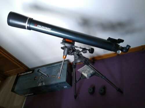 Celestron Astro Master 90EQ telescope. Tripod mounted boxed with instructions