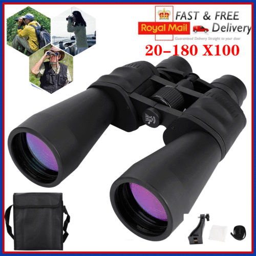 Full Coated Optics Telescope Zoomable 20-180x100 Binoculars Night Vision + Bag