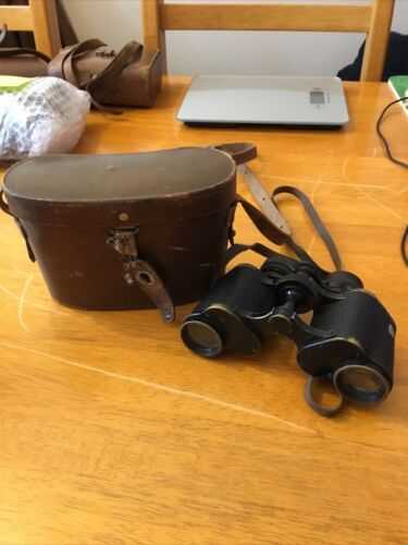 Vintage BUSCH Sollux 8x30 Militaria Binoculars With Leather Case