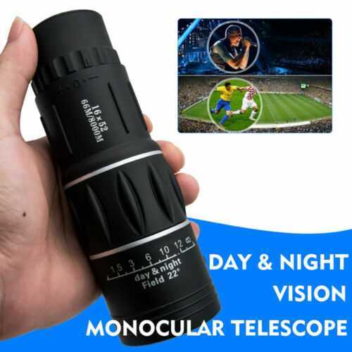 16x52 HD Optical Day and Night Vision Monocular Hunting Camping Hiking Telescope