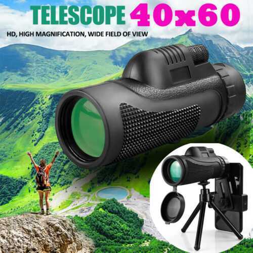 40x60 Monocular Telescope Camera Zoom Starscope Hiking Hunting Tripod Full HD UK