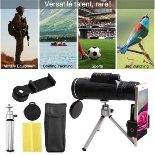 40*60 Protable  HD Optical Monocular Telescope +Compass + Phone Clip + Tripod