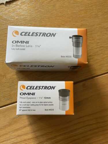 Celestron 2x Barlow Lens 1.25 and Plossl Eyepiece 1.25 12mm, Brand New