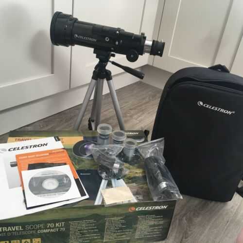 Celestron Travel Scope 21035-ADS 70 Telescope Kit 70mm Black. Mint Condition.