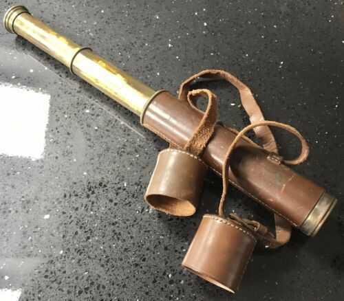 Broadhurst Clarkson and Co Leather covered 3 draw telescope