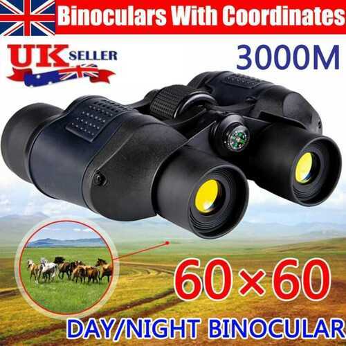 Day/Night HD Hunting Binoculars 60x60 5-3000M Waterproof Telescopes Coordinates