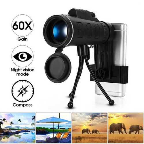 40X60 Hunting Camping Optical Lens Monocular Telescope Zoom HD Day/Night Vision