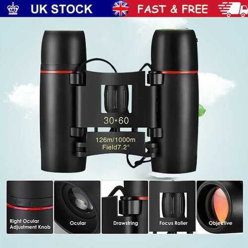 30X60 Mini Compact Binoculars Foldable Telescopes Day Vision Clear Image Sports