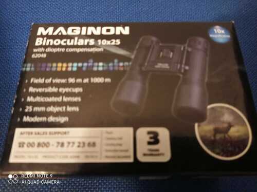 Maginon Binoculars  10 x 25 with Dioptre Compensation ~ Compact Folding