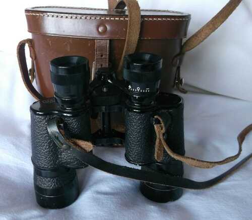 Vintage Lewco Paris  Binoculars 10x35 Black With Leather Strap And Leather Case