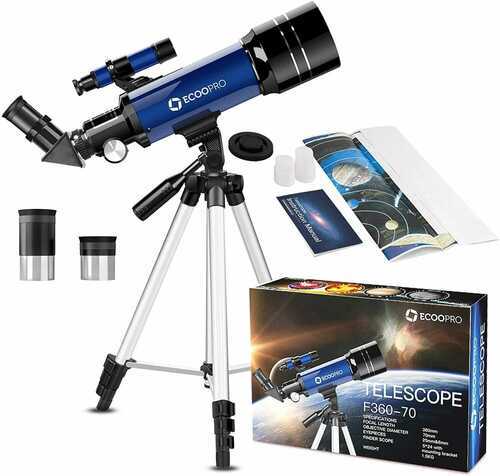 ECOOPRO Telescope for Kids Beginners Adults 70mm Astronomy Refractor Telescope